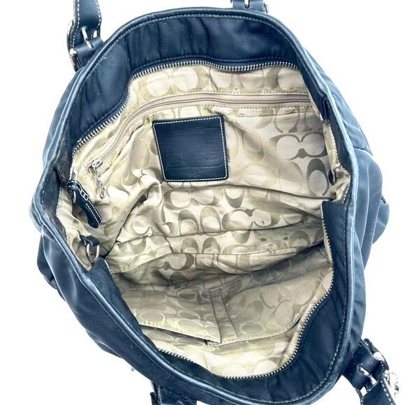 Coach Black Handbag Purse Shoulder Bag Tote Buckled Straps Worn Needs Love‎ - Picture 4 of 9